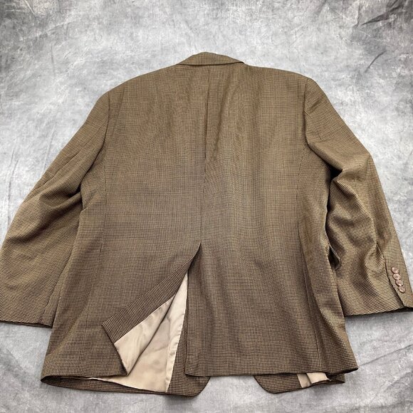 Austin Reed Blazer Men 52R Tan Green Houndstooth Wool Classic Career‎ Dillards - Picture 10 of 15